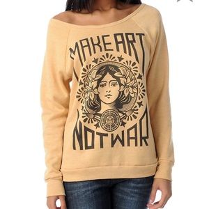 Obey “Make Art Not War” Off Shoulder Sweatshirt